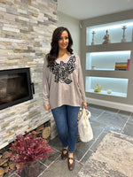 Mocha Rose Design Knit Top Tilly